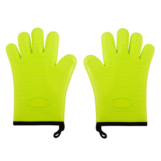 Anjieda Home Kitchen Long and Short Microwave Oven Oven Pot End Heat Insulating Gloves Children's Short Cotton Lined Anti-Scald Insulated Silicone Short Cotton Lined Silicone Anti-Scald Gloves (Cyan) Two Pack