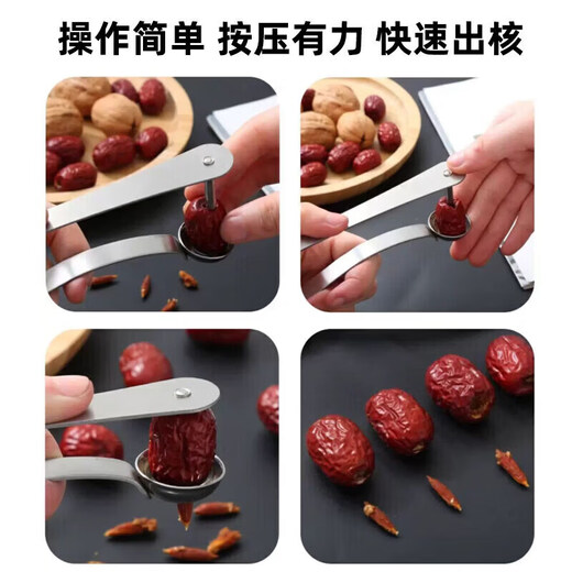 Donaumeng stainless steel corer home kitchen hawthorn red date corer multi-functional thickened manual press corer tool red date corer 1 pack.