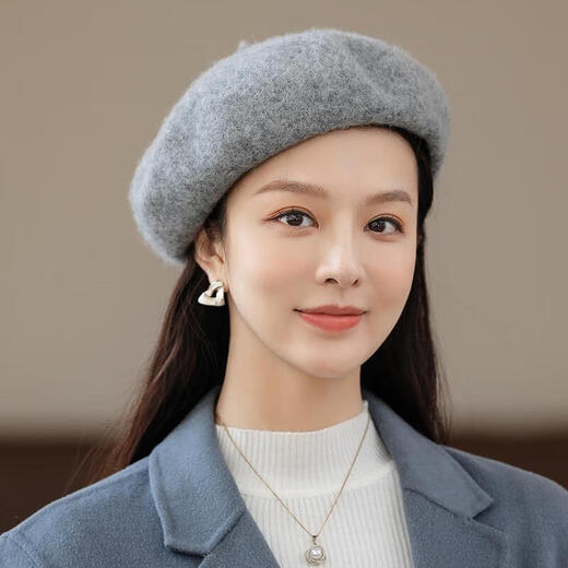 MANQIMEIYA Woolen Hat Women's Beret Autumn and Winter Versatile Painter Hat Beibei Hat Woolen Top Hat Winter Fashion Pumpkin Hat Dark Burgundy One Size