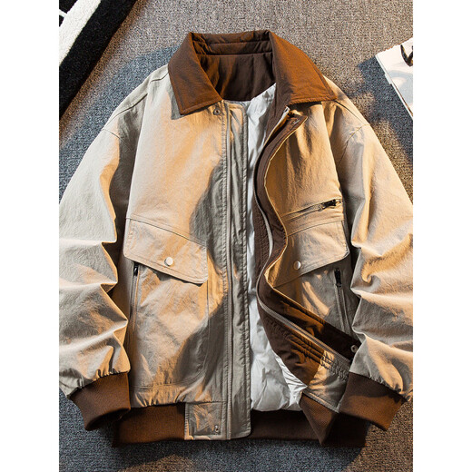 Playboy Американская охотничья куртка Детройт Пуховик Мужская зимняя рабочая одежда с лацканами Пуховик в стиле сарая Черный национальный стандарт 90 пух M (105-125Jin Jin равен 0,5 кг)