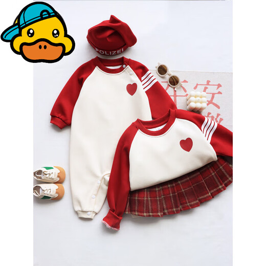 G.duck parent-child wear autumn and winter sweatshirts for a family of three and whole family wear 2025 new style small month old baby fashion plus velvet mother and daughter wear love/spring and autumn 195 adults 4XL size
