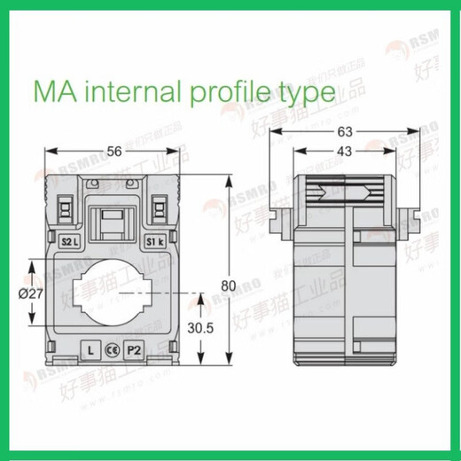 Schneider current transformer CT accuracy 0.5 level current ratio 400/5 cable 26 METSECT5MC080_current ratio 800_5_32