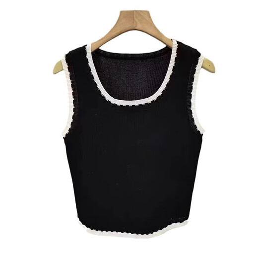White wide shoulder strap knitted camisole women's summer new design niche French inner top women's white one size