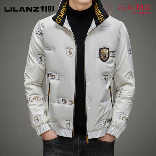 LILANZ Мужской глянцевый несмываемый пуховик Короткий зимний стиль Утепленный модный красивый повседневный утиный черный цвет L _Рекомендуется 100-120 Джин Джин равен 0,5 кг для ношения