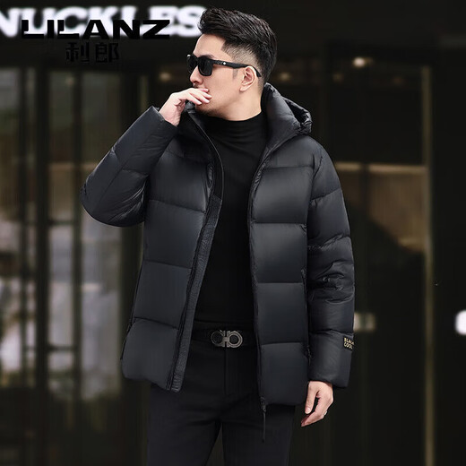 Мужской пуховик LILANZ, зима 2025, новинка, утолщенный, высокий вес, 90% белый гусиный пуховик, теплая и защита от холода, черный S