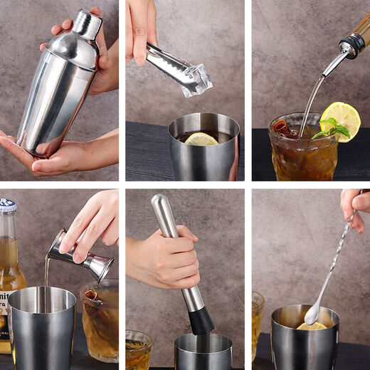 Fantasy snow cup hand shaker milk tea shop special beater set handmade lemon tea drink making tools full set of shaker cup shaker six-piece set 550ml