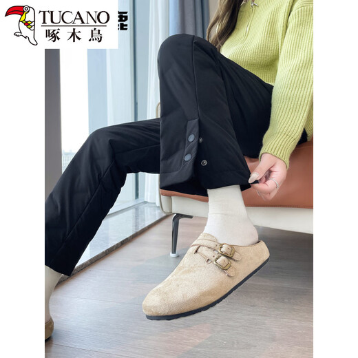 Woodpecker Black Down Pants Women's Outerwear 2025 New Fashion Winter Thickened Warm and Coldproof Cotton Pants Outerwear White S Recommended 80-95Jin Jin equals 0.5 kg