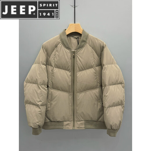 JEEP SPIRIT Winter New Men's Baseball Collar Down Jacket American Trendy Versatile Loose Thick Warm White Duck Down Jacket Men Champagne Color (High Quality Down Jacket) L Recommendation 100-115Jin Jin equals 0.5 kg