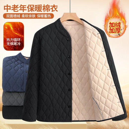 Close-fitting small cotton-padded jacket liner winter middle-aged and elderly men's father's jacket with cotton padding and thickened inner wear for outdoor warmth Blue cotton-padded jacket 3XL Recommended 160-180Jin Jin equals 0.5 kg
