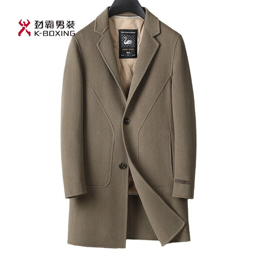 KBXNG Jinba 2025 winter men's mid-length double-sided woolen wool coat coat middle-aged business men's down jacket Brown Camel L (175)