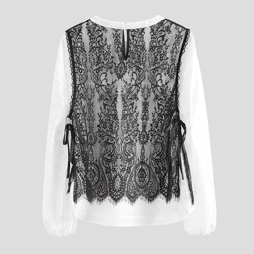 Cypress Chelysell shirt for women 2026 spring new fashion fake two-piece long-sleeved round neck contrasting color splicing shirt