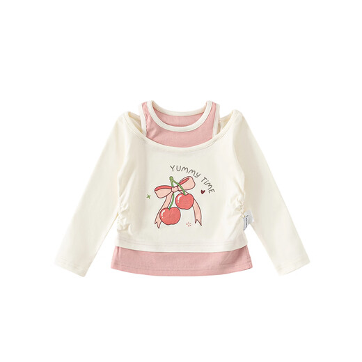 INSBOBO girls T-shirt 2026 spring new style baby style children's clothing children's clothing tops spring and autumn bottoming shirt off-white 80