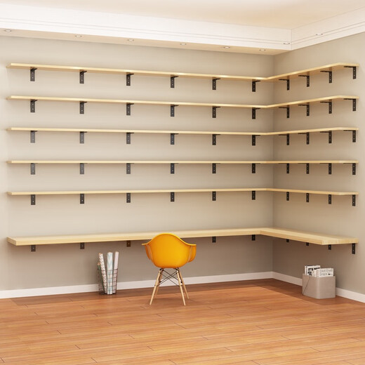 Yuanliang wall-mounted bookshelf, wall-mounted bookshelf, solid wood partition bookshelf, wall-mounted, wall-mounted multi-layer storage rack, living room decorative rack, shelf shelf, bag display rack, length 180, width 30, thickness 1.7cm with bracket