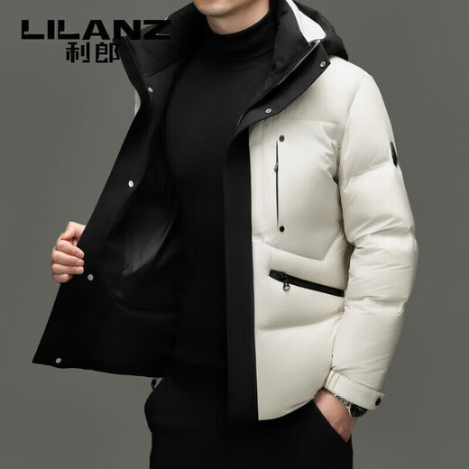 LILANZ холодостойкий и теплый мужской короткий пуховик свободный утолщенный хлебный пуховик рабочая куртка с капюшоном из белого утиного пуха модный черный M