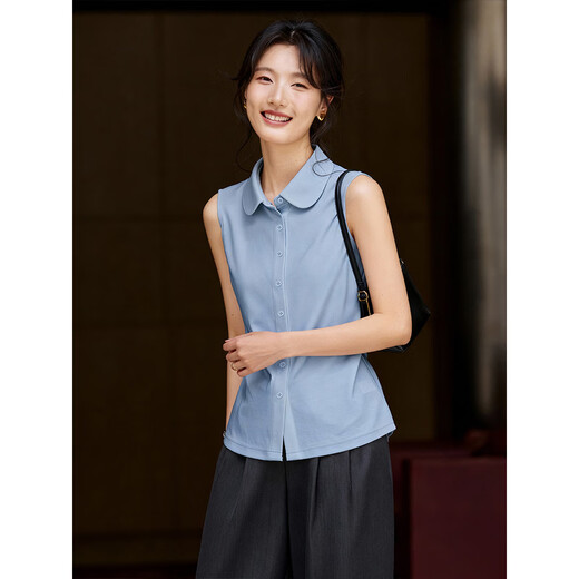 Fanximan apricot commuter sleeveless shirt for women 2026 spring new inner layering shirt lapel vest top A2871 rice apricot XL (recommended 120-130Jin Jin equals 0.5kg)