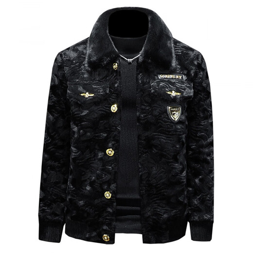 GENIUS国际一线品牌金貂绒外套男皮毛一体2025新款男士貂绒夹克高端冬装 棕色 M 【100-125斤】