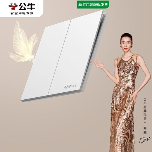 Bull switch socket G57 butterfly wing ultra-thin two-open single control switch large panel switch G57K211 twilight snow white concealed installation