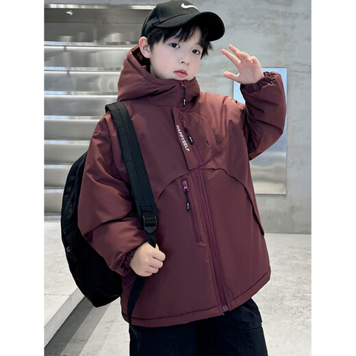 HAL.DUCK down jacket boys' quilted jacket autumn and winter 2026 new large children's clothing winter velvet thickened parka winter cotton coat black one size too small 140 cm