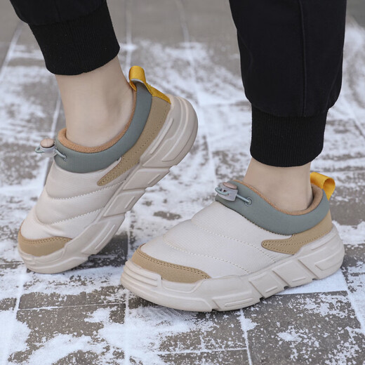 Children's cotton slippers for home, breathable, non-slip, autumn and winter, velvet, warm, shock-absorbing, rebound, lightweight indoor and outdoor cotton shoes, khaki size 31