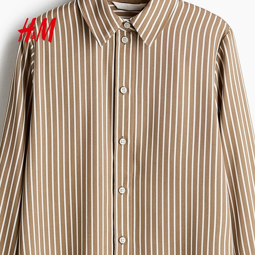 H&M 2026 Spring New Women's Shirt 1220978 Beige/Stripes XXS 150/76