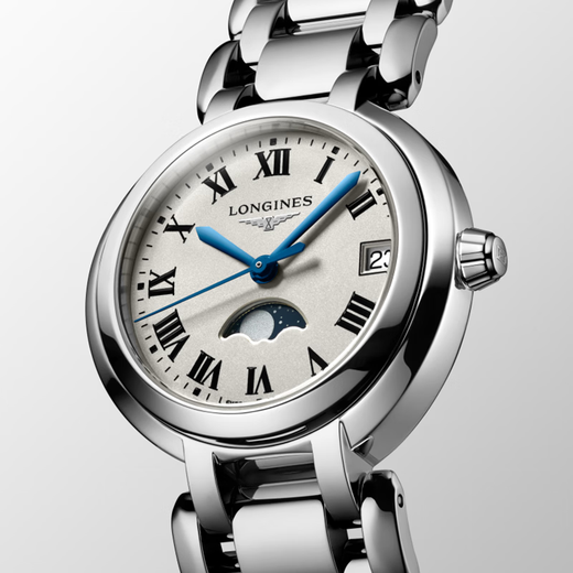 Longines watch for women Xinyue series quartz movement Swiss watch date display moon phase fashionable and elegant steel strap women's watch 34.00mm silver Rome L8.116.4.71.6