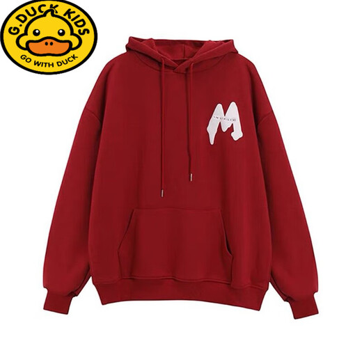 G.duck children's clothing 2023 autumn and winter new father-son and father-daughter sweatshirts for a family of three and four hooded sports casual jackets trendy red (spring and autumn) 110 cm