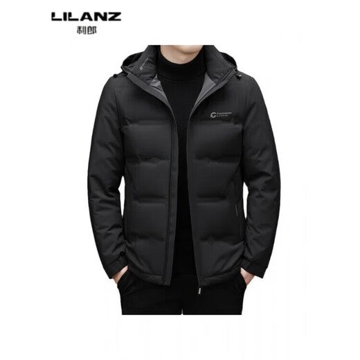 LILANZ down jacket men's removable hood winter daddy thickened jacket autumn and winter new men's down top black 14XL (180)