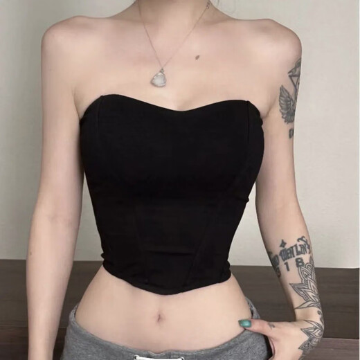 BETTERME short sexy three-dimensional fishbone corset tube top slim vest slimming inner strapless top black XS recommended 70-80Jin Jin equals 0.5 kg