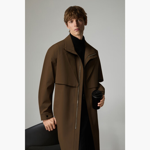 HECHTER Men's Business Casual Long Lapel Windbreaker Easy Care Jacket Men's Khaki - Hot Selling Color L (50)