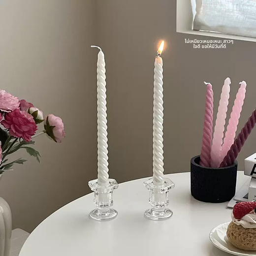 Yusenyi Classic Antique Candle Romantic Sentiment Colorful Spiral Long Rod Atmosphere Home Birthday Candlelight Dinner Smoke-free and Odorless Purple Gradient 4 Packs