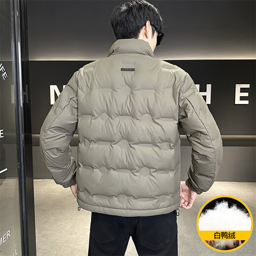 Snow Flying (SNOWFLYING) Lightweight Down Jacket Men's Winter 2025 New High-end Coldproof Handsome Short Trendy Warm Thickened Men's Jacket Beige XL Men's New 2025 Recommended 140-160 Jin Jin is equal to 0.5 kg