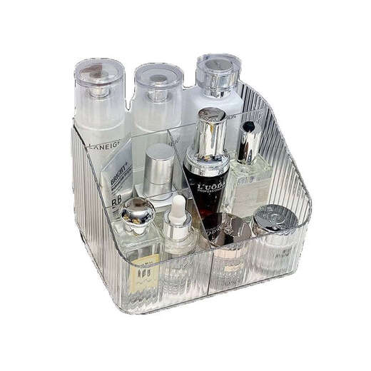Yusenyi ins acrylic product storage box, desktop-level luxury, large-capacity skin product storage rack, 2 pieces, transparent color, large size, 4 compartments