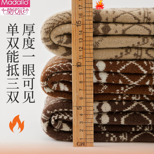 Modal retro Fair Isle style long-tube over-the-knee socks for women in autumn and winter plus velvet and warm to protect knees and long leg socks for winter / Fair Isle plus velvet socks dark brown 1 pair one size fits all thickened to keep warm and not freeze feet to protect knees 2026 new style