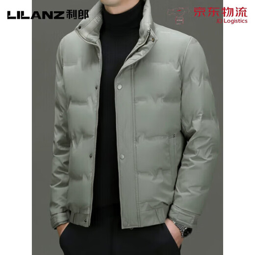 LILANZ Men's Winter Down Jacket Thin White Duck Down Thermal Storage Warmth Stylish Thickened Stand Collar High-end Jacket Khaki 2XL
