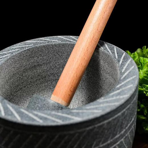 Garlic mortar old-fashioned bluestone hand-carved garlic mortar garlic pounder garlic masher household grinding bowl stone mortar bluestone hand-carved cylinder-shaped stone mortar large 15 cm