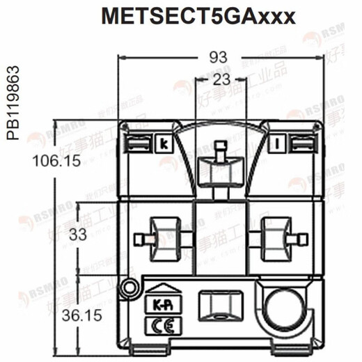 Schneider split current transformer CT current ratio 100/5 busbar 23x33 METSECT5GA010 current transformation ratio 100_5 busbar 2