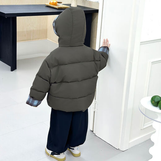 BALA is suitable for boys' cotton-padded winter clothes and children's velvet jackets 2025 new handsome street windproof boy baby brown cotton-padded jacket (velvet style) 90cm