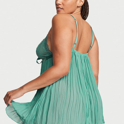 Victoria's Secret Sexy V-neck Lace Nightgown Underwear Set Women's Turquoise Green Turquoise L