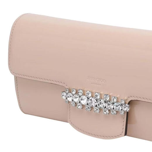 JIMMY CHOO Women's Chain Bag Magnetic Buckle Internal Zipper Bag Detachable Shoulder Strap Adjustable Shoulder Strap Calfskin Light Pink Pink TU