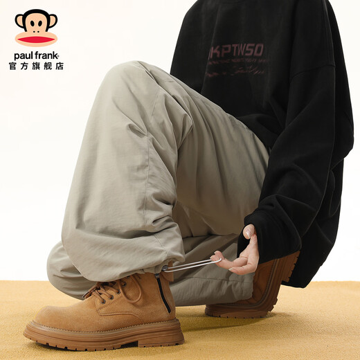 Пол Франк (Paul Frank) холодостойкая и теплая рабочая одежда, пуховые брюки, мужские зимние новые модные брендовые утолщенные брюки на открытом воздухе, свободные прямые повседневные брюки, зеленые, 90% утиный пух, рекомендуется M 95-115Jin Jin равен 0,5 кг