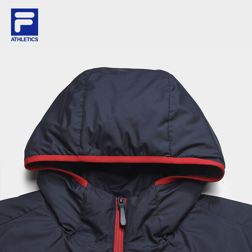 FILA Official Men's Cotton Clothes 2026 Spring New Outdoor Sports Comfortable Warm Color Blocked Hooded Jacket Snow White-WT L 175/96A/L