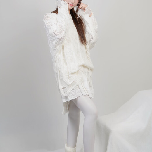 B-skin ski socks for men and women, over-the-knee stockings, autumn and winter sports fashionable knee pads, warm socks, anti-curling bare leg artifact, pearl white M 80-130Jin Jin equals 0.5 kg