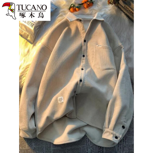 Woodpecker thickened velvet shirt for women, Korean version, loose, stylish, age-reducing, fashionable for fat girls, versatile, super popular, trendy clothes, gray S, suitable for 85-Jin Jin is equal to 0.5 kg