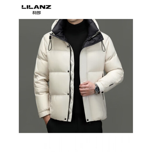 利郎（LILANZ）防风保暖男士羽绒服中青年时尚休闲短款鹅绒连帽加厚外套男面 黑色 14XL (190)
