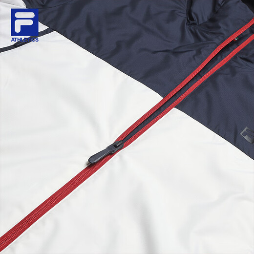 FILA Official Men's Cotton Clothes 2026 Spring New Outdoor Sports Comfortable Warm Color Blocked Hooded Jacket Snow White-WT L 175/96A/L