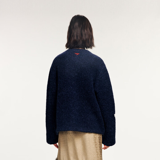 UOOYAA/WuYa 2025 Winter Fantasy Undersea Mermaid Handmade Sweater Navy M