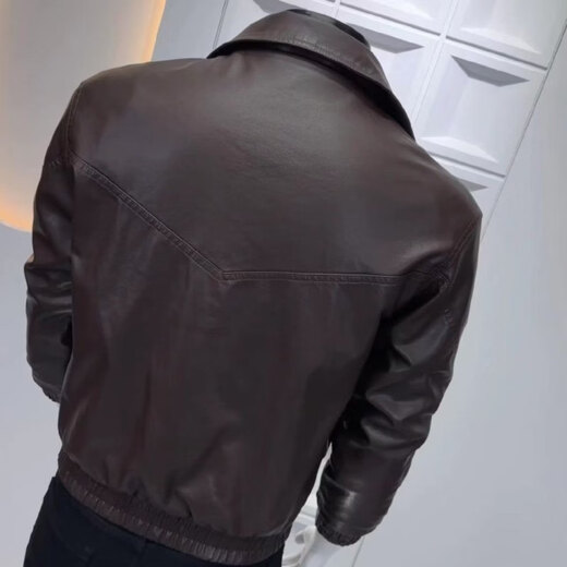 Playboy short velvet motorcycle men's slim and handsome Korean style soft leather jacket warm and windproof handsome high-end jacket black velvet M 100Jin Jin equals slim fit within 0.5 kg