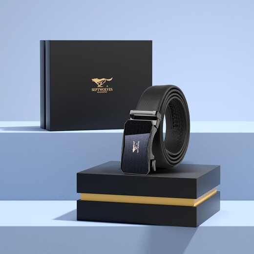 Septwolves leather belt men's first-layer cowhide automatic buckle gift box practical birthday and New Year gifts for boyfriend, husband and father
