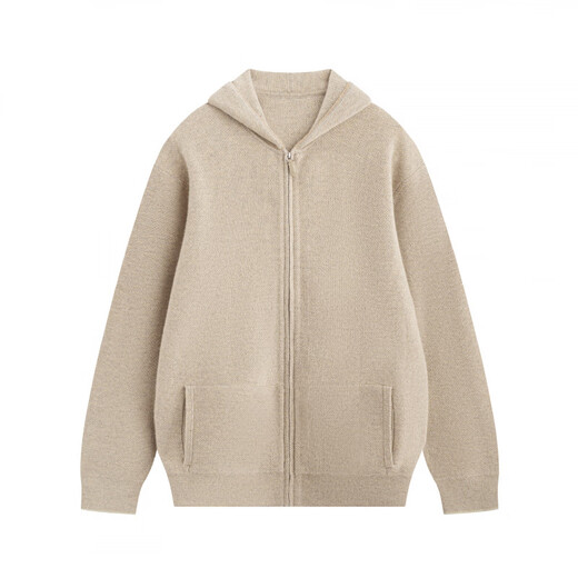 Wirpta high-end brand wool cardigan men's spring and autumn new fashion casual hooded warm light luxury old money zipper sweater yellow brown (spot Suda) L