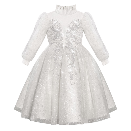 Kalfit princess dress for girls winter velvet thickened western style dress girl small fragrant skirt white 130